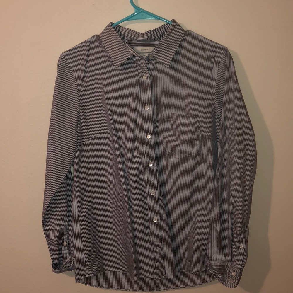 Blue and white stripe button down